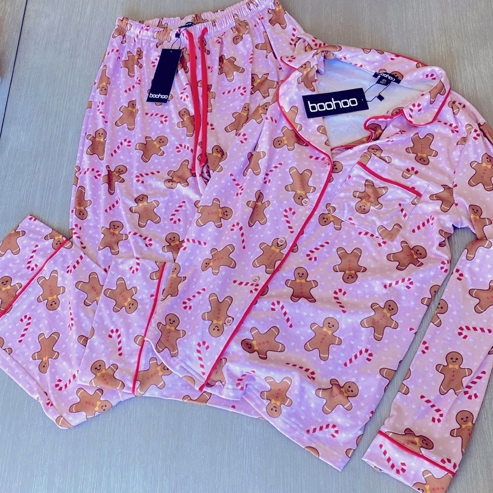 Pink Gingerbread Christmas candy cane Pajamas